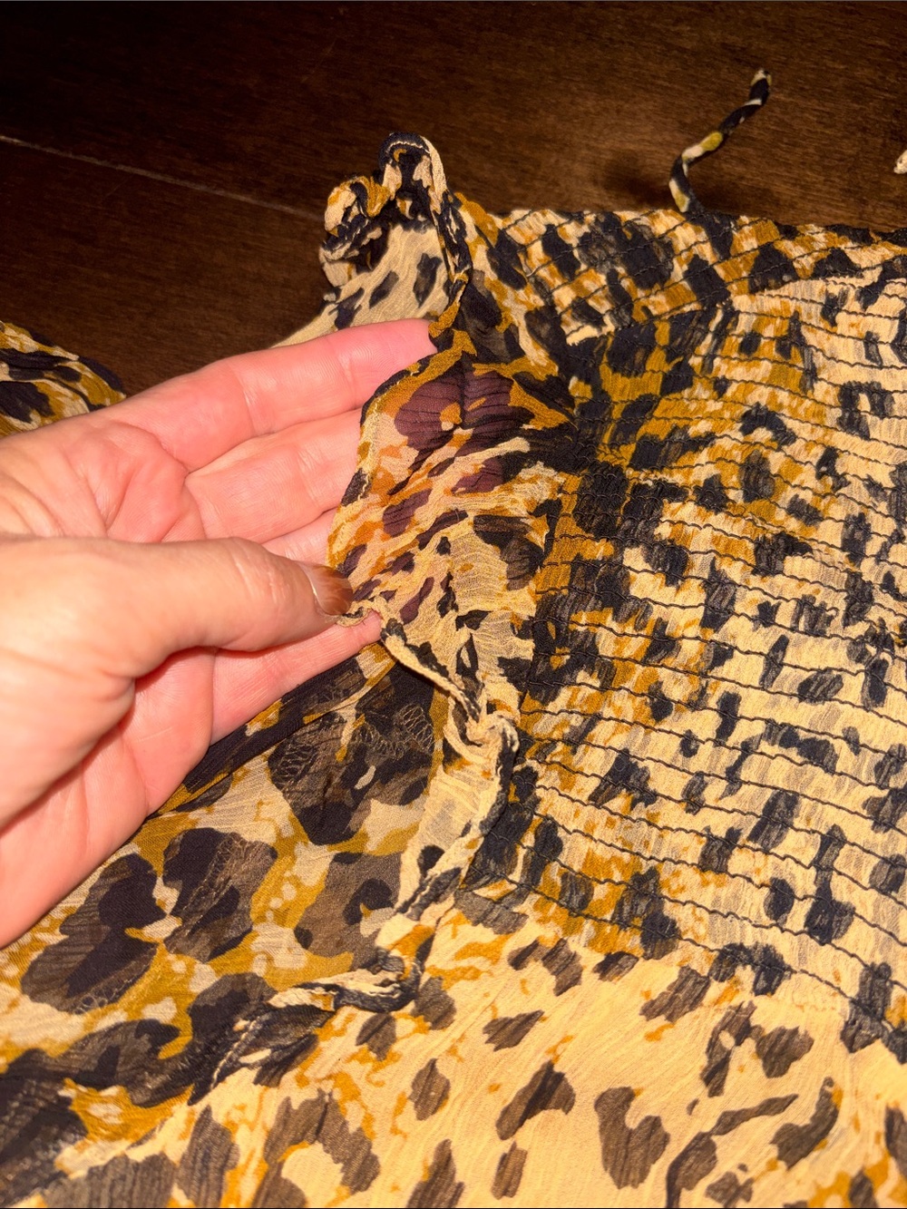 Free People Roma Leopard Animal Print Ruffle Blouse - Picture 14 of 15